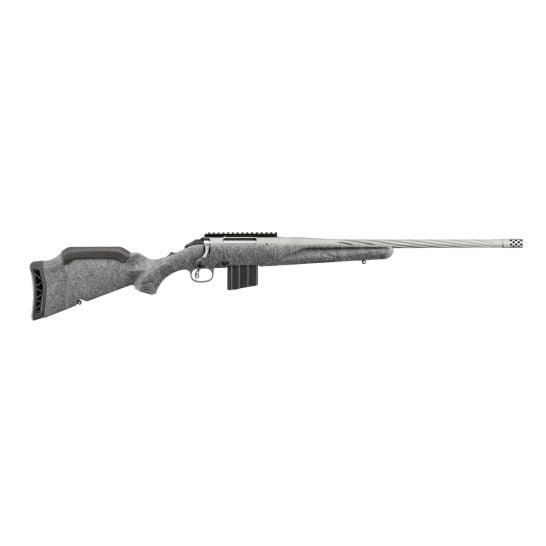 Barrett MRAD .338 Lapua bolt action rifle with a grey stock and a stainless steel barrel.